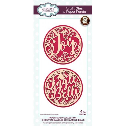 Christmas Baubles Joy & Jingle Bells Paper Panda Craft Dies