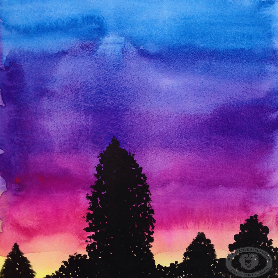 A Sunset and Gouache Paints