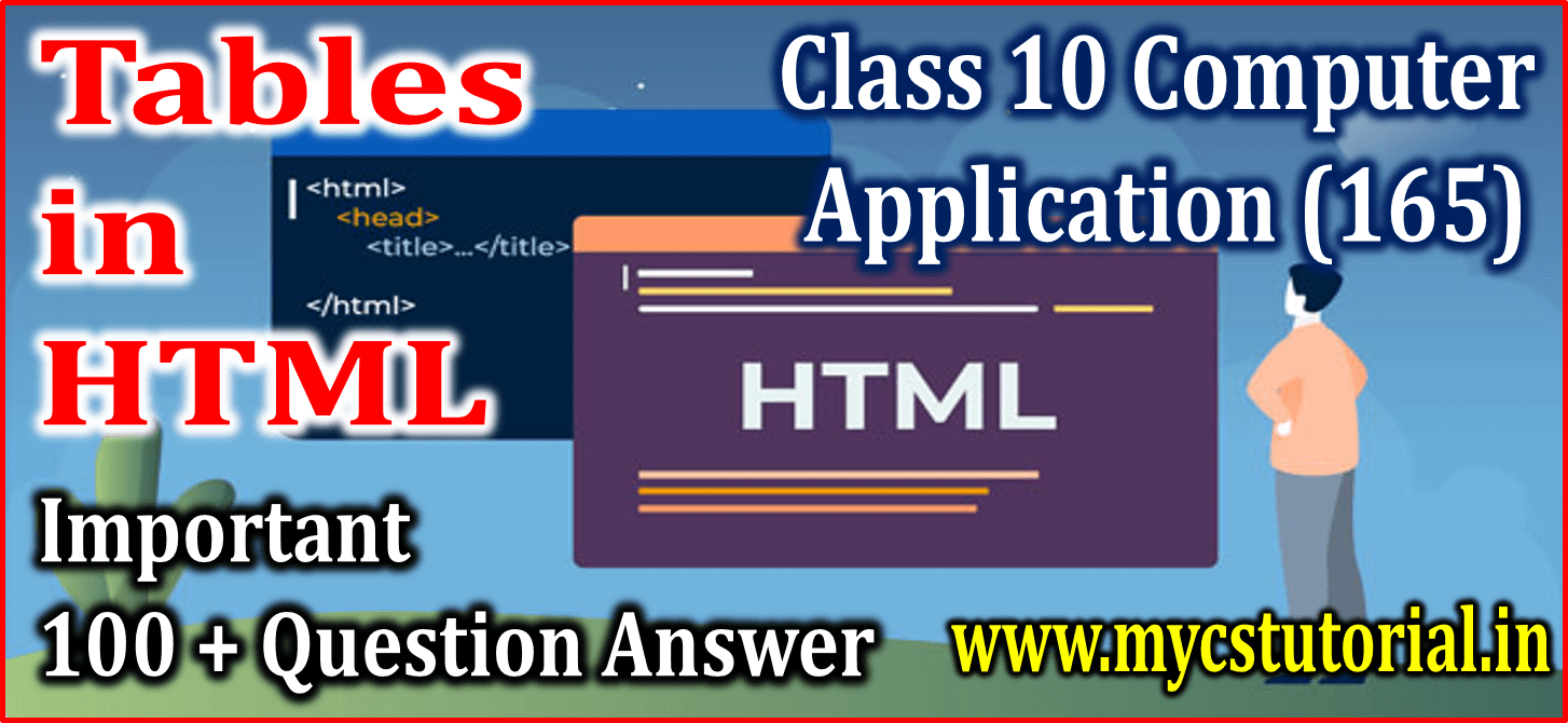 Class 10 Computer Application code 165 Tables in HTML Question Answer