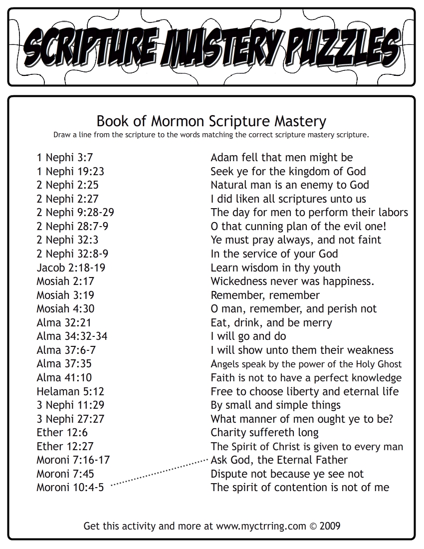 Scripture Mastery Activities My CTR Ring