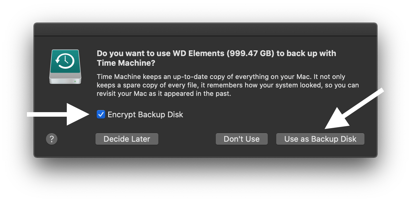 How to make Time Machine backup to external storage drive