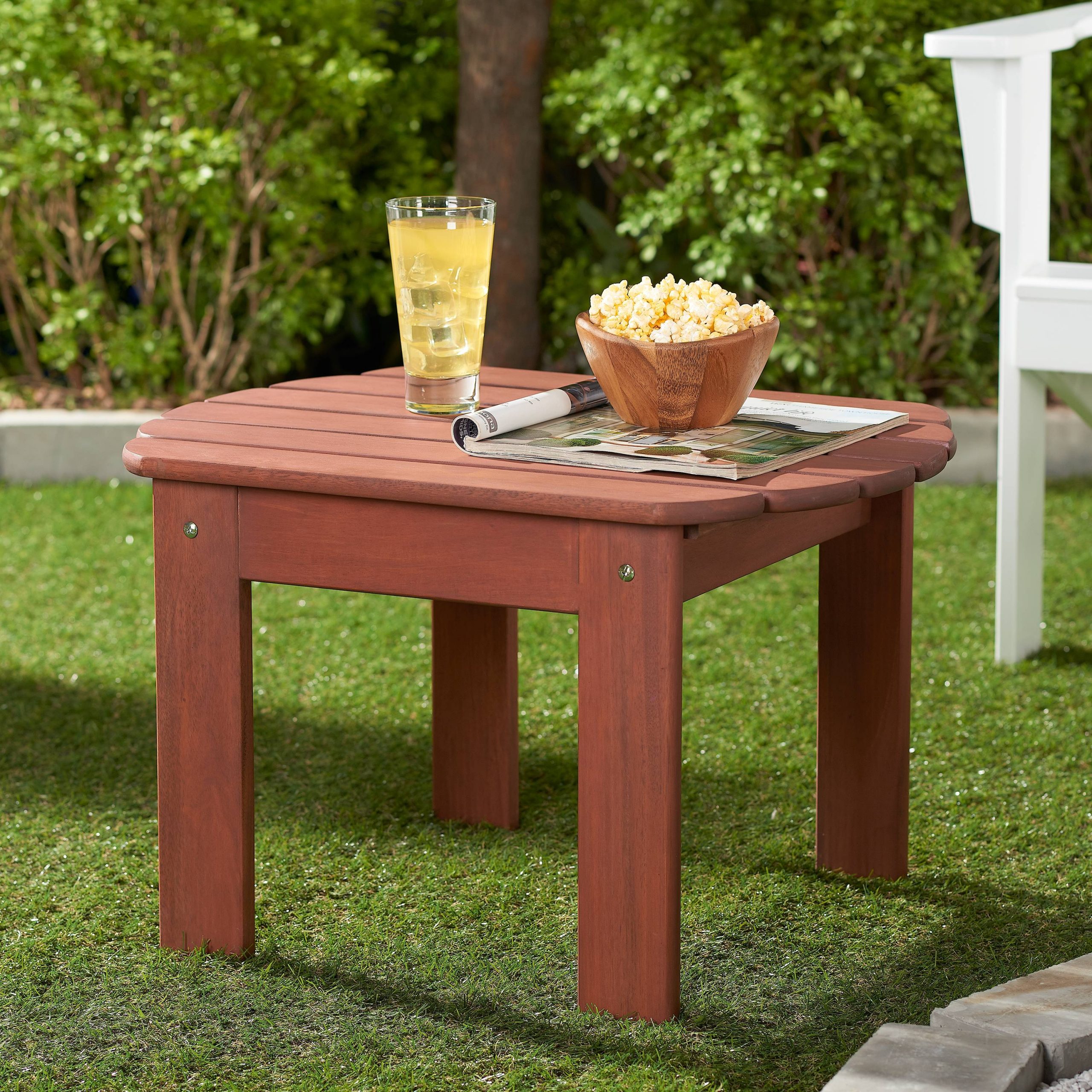 Mainstays Adirondack Outdoor Wood Side Table, Natural Finish