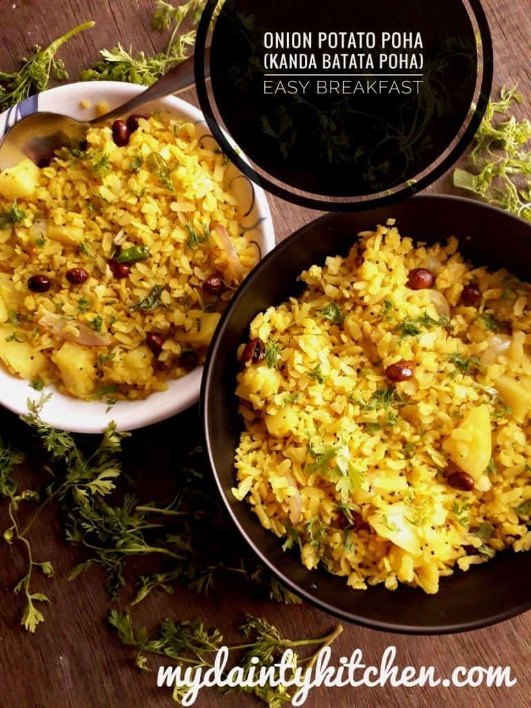 Onion Potato Poha Kanda Batata Poha My Dainty Kitchen