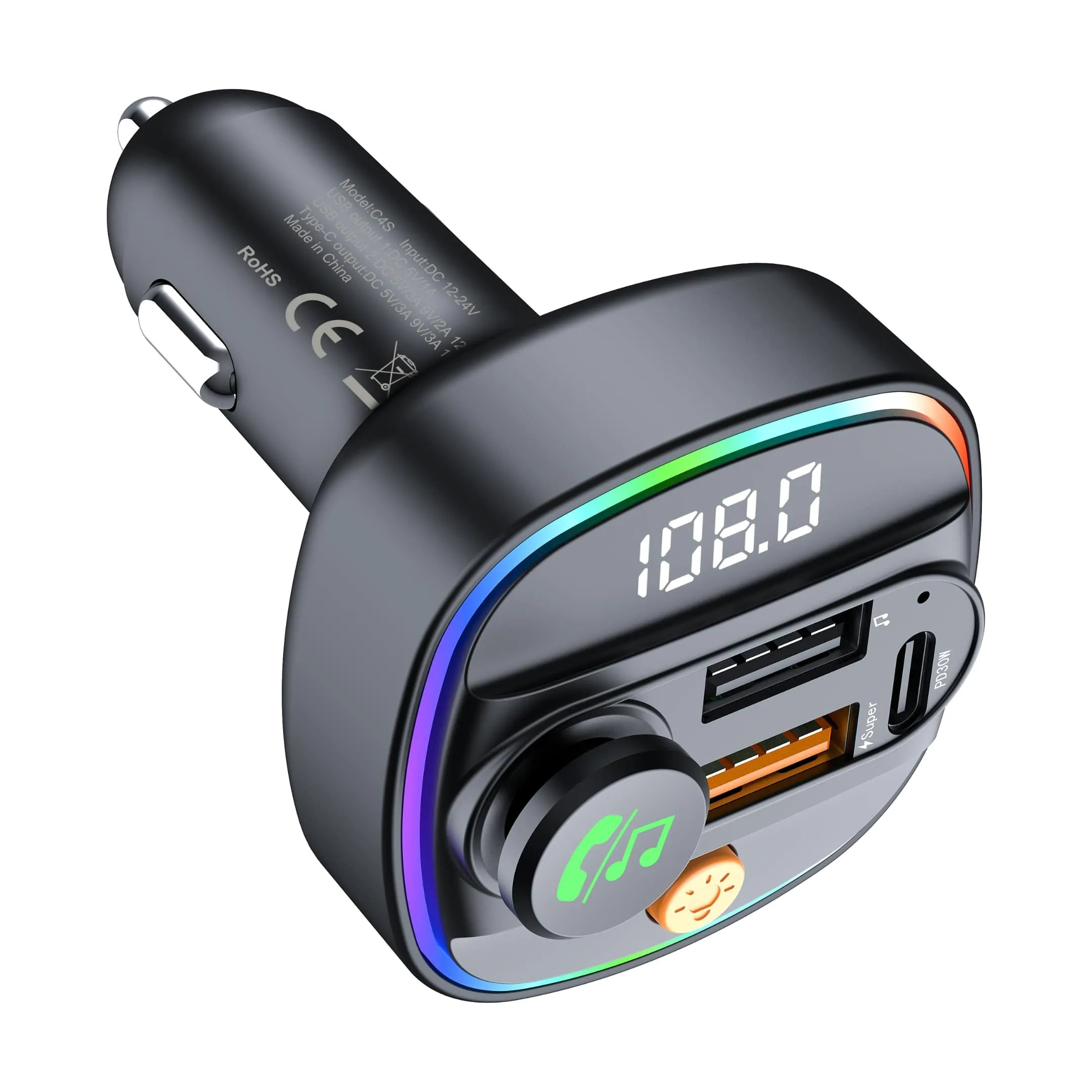 Smart Series PD30W+Dual USB Multifunction Wireless MP3 Fast Car