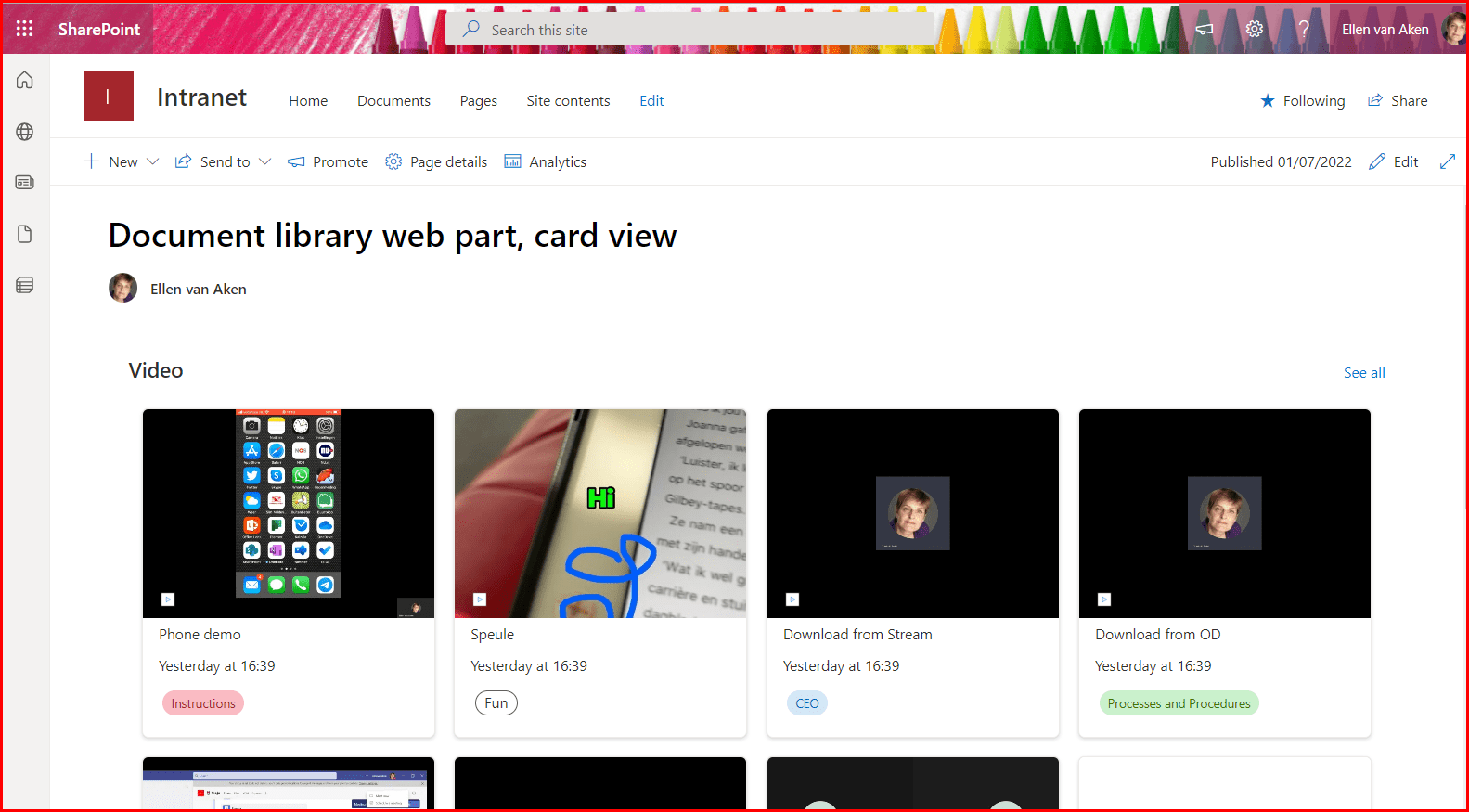 Can the document library web part look like Stream? Ellen's Digital