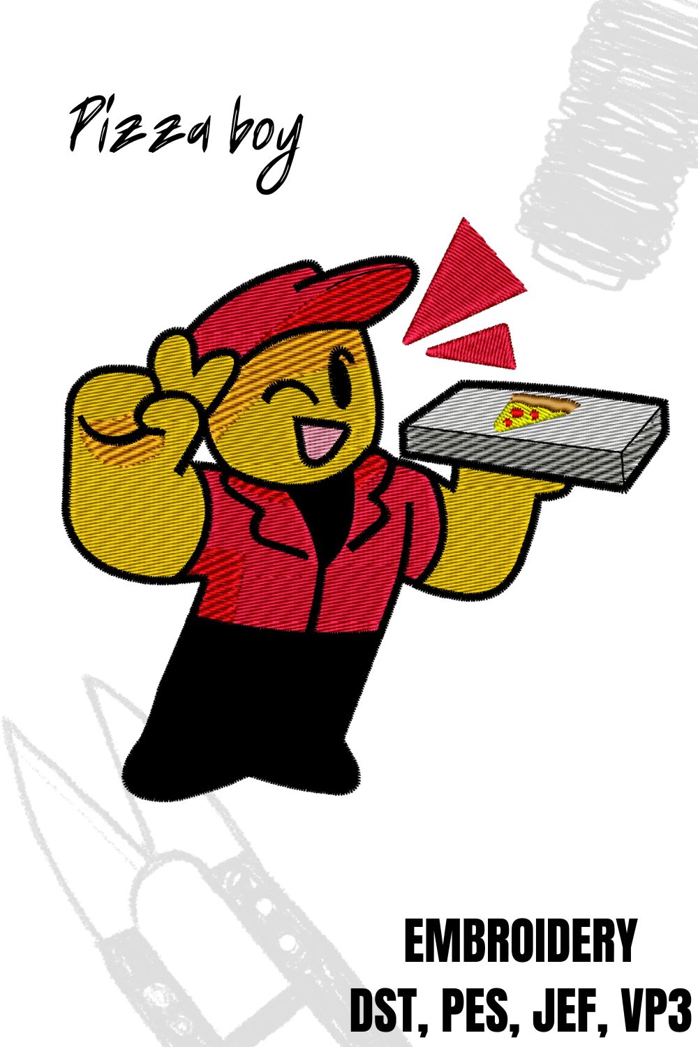 Roblox Pizza boy Character design for embroidery machine Mydigitize.mx
