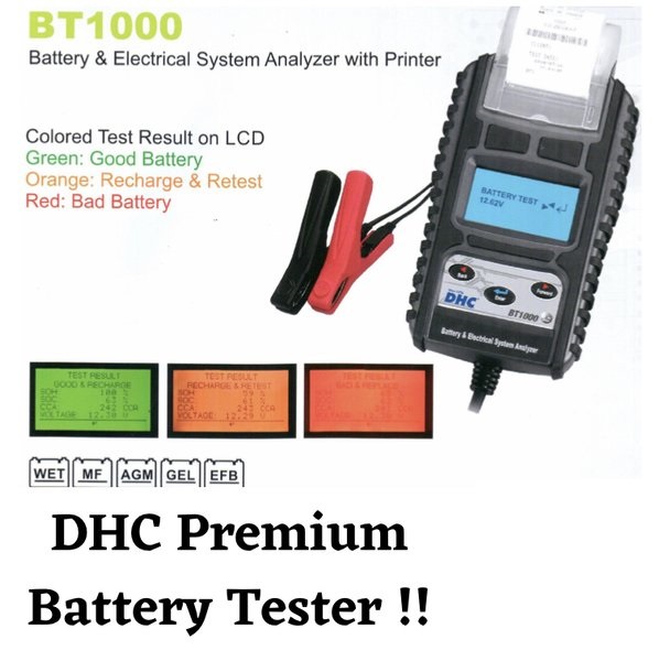 DHC BT1000 Digital Battery Tester W/Printer (Report Printable) Dk