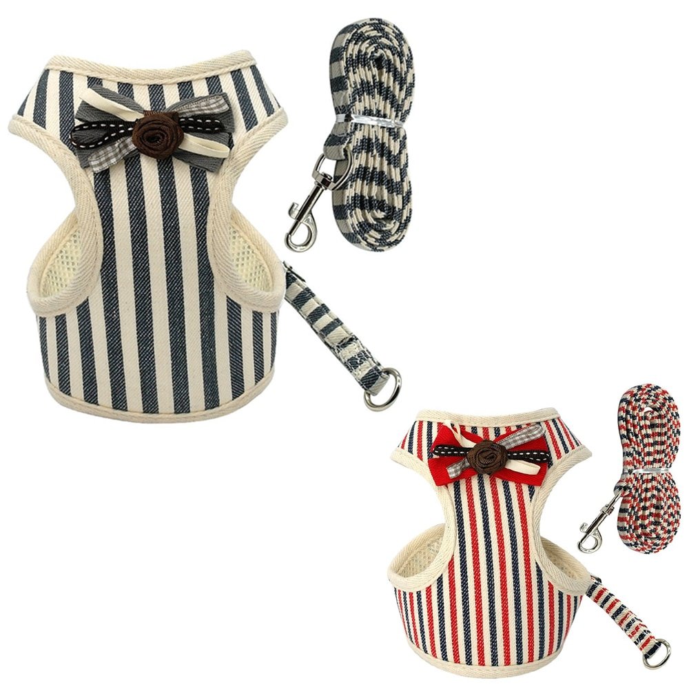 Dog Harness + Leash Bow tie