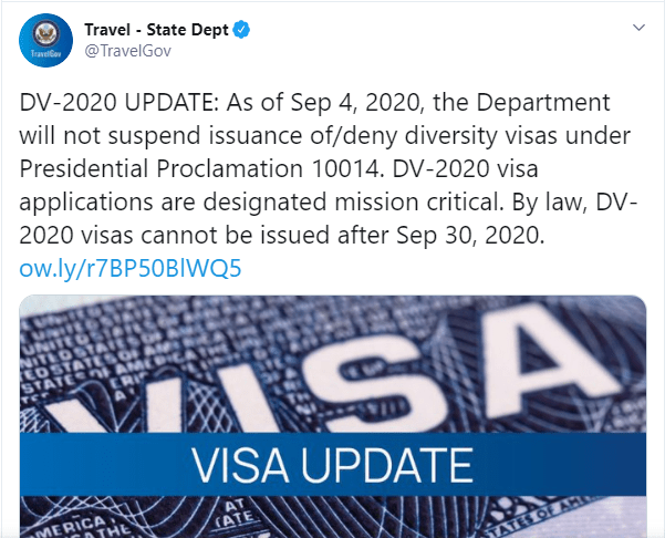 DV 2020 Designated "Mission Critical" My Diversity Visa Program