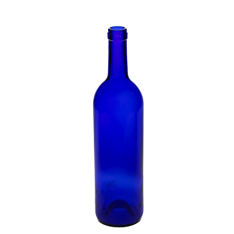 Custom blue 750ml glass wine bottle cork top vodka liquor bottle Glass bottle manufacturerMC