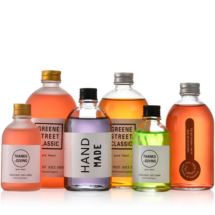 Frosted round glass juice bottle 270ml 350ml Glass bottle