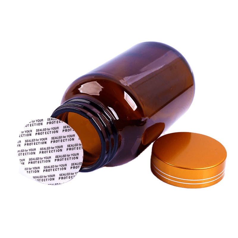 Amber 120ml pill glass bottle amber tablet bottle with black cap