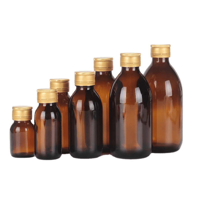 Empty amber glass syrup bottle Glass bottle manufacturerMC Glass