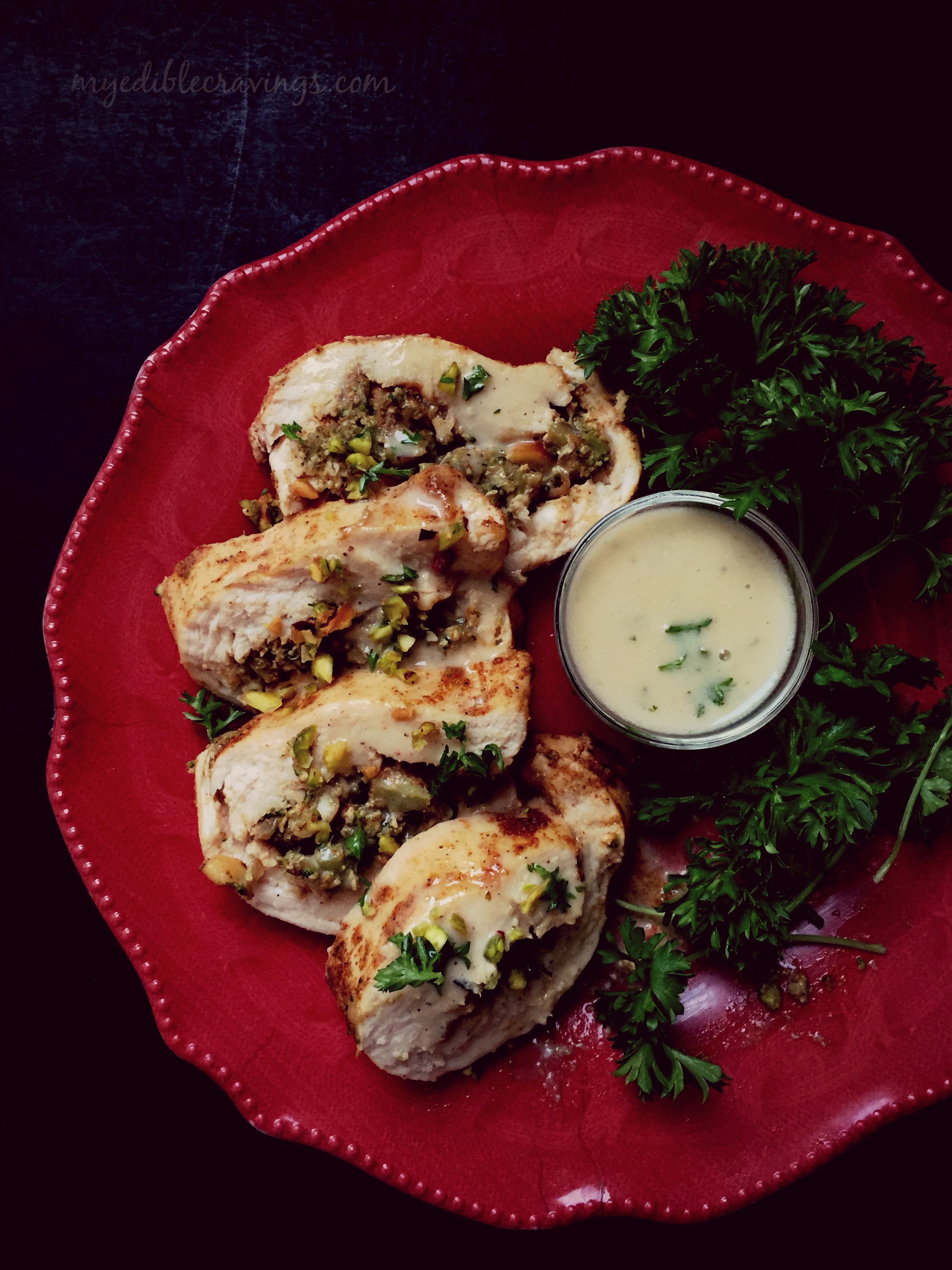 Chicken Breast Christmas Recipes Stuffed chicken breast with lemon butter sauce MyEdibleCravings