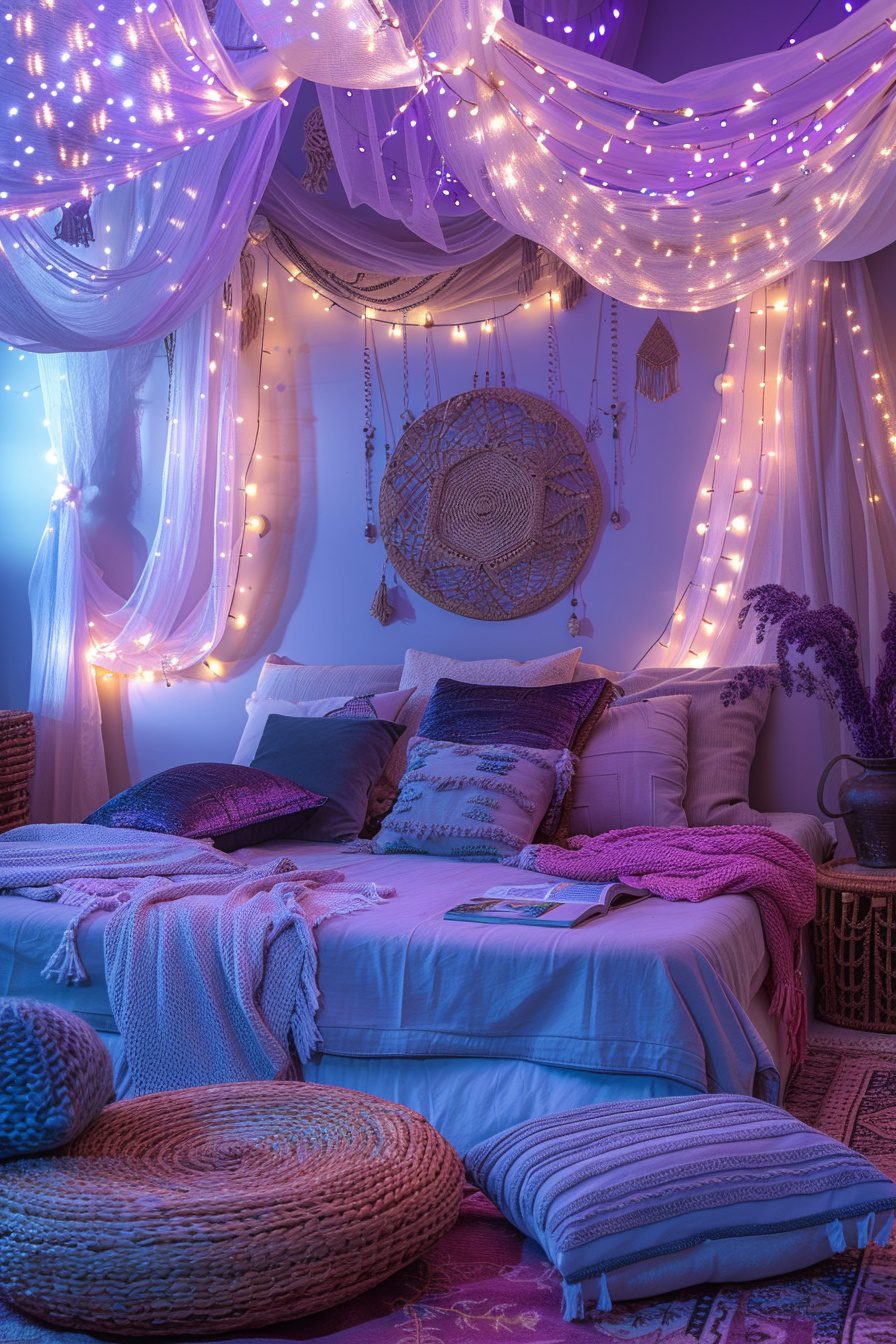 29 Boho Bedroom With Curtain Lights for a Magical Glow My Elegant Home