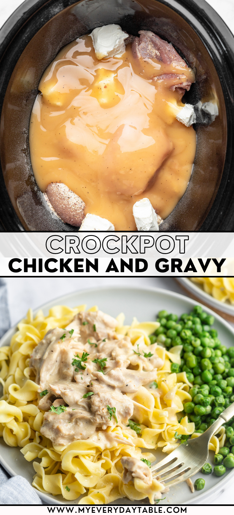 Crockpot Chicken and Gravy with Noodles with 4 ingredients