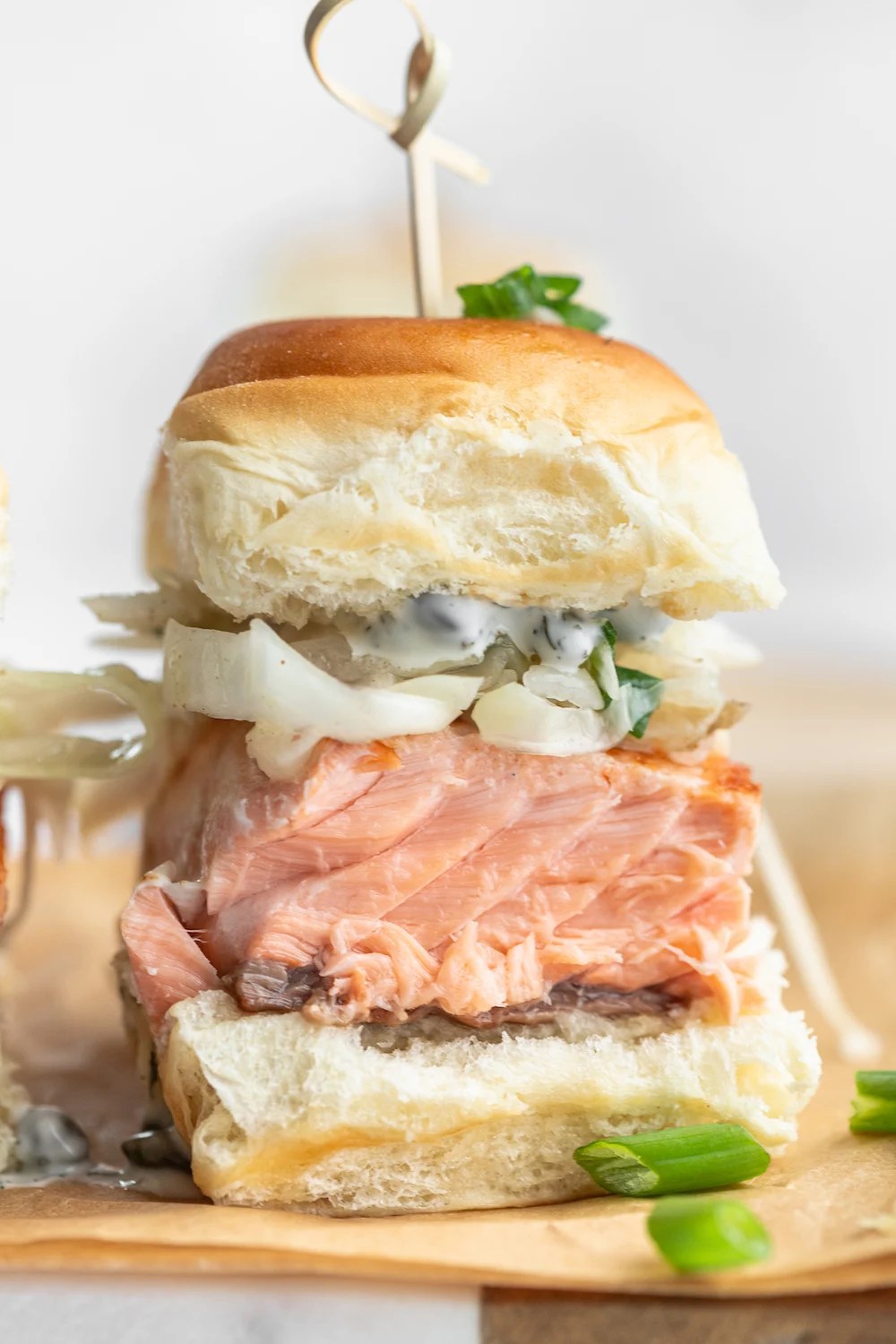 Scrumptious Salmon Sliders with Caper Aioli Dip