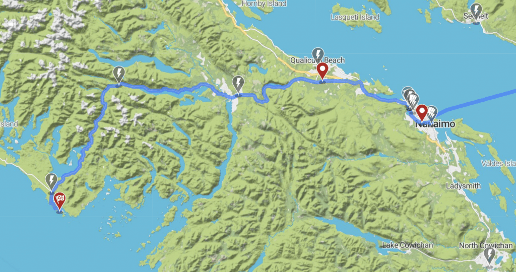 Vancouver to Tofino and Ucluelet in an EV Trip Plan