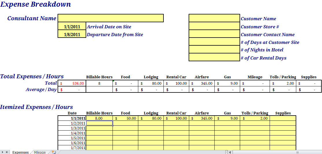 Free Expense Report Form With Mileage Tracker Free Expense Report Form With Mileage Tracker