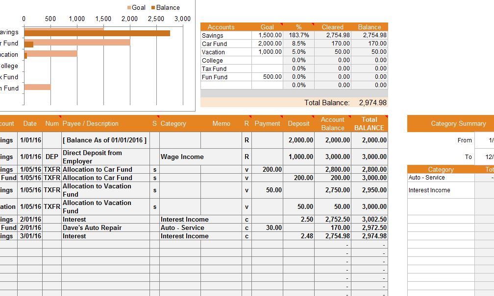 Financial Account Template My Excel Templates