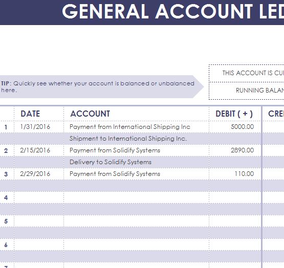 General Account Ledger My Excel Templates