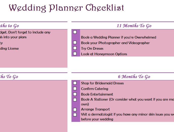 Wedding Planner Checklist My Excel Templates