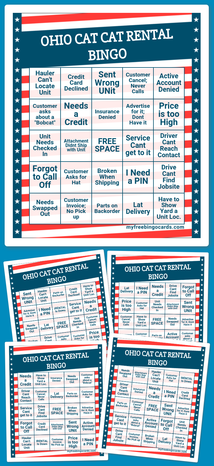 Virtual OHIO CAT CAT RENTAL BINGO