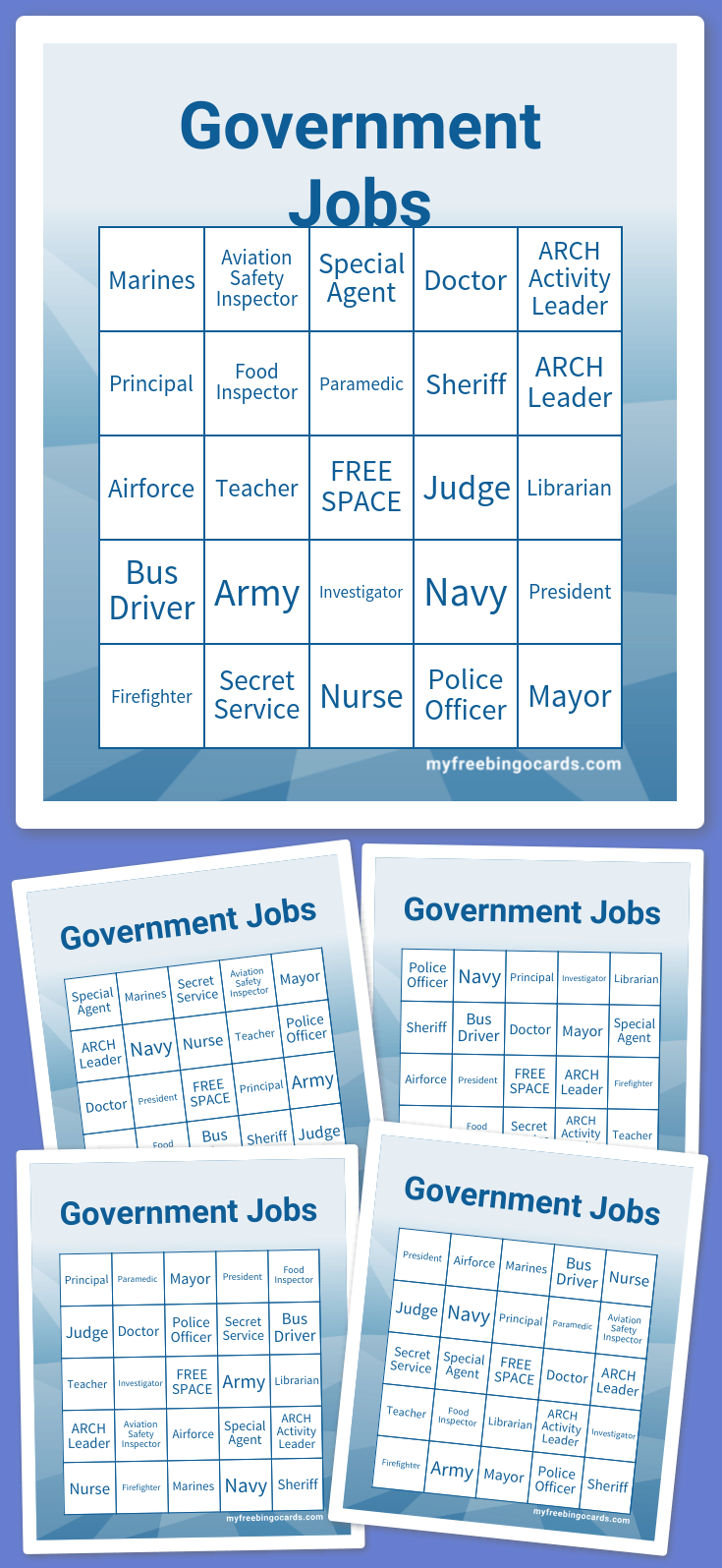 Virtual Government Jobs Bingo