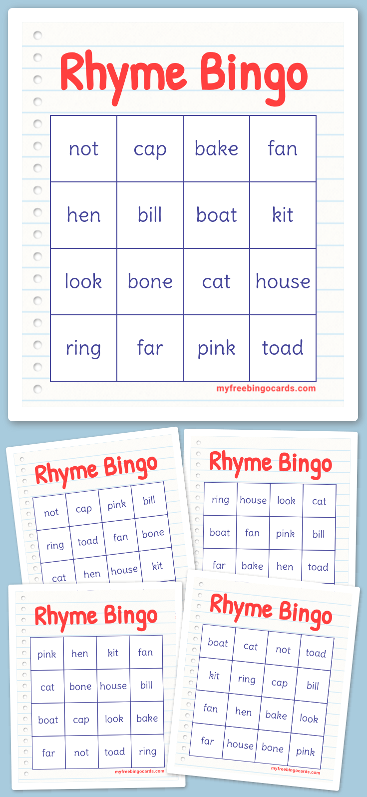 Virtual Rhyme Bingo