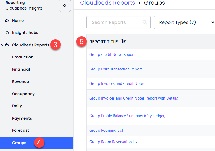 Groups Reports Cloudbeds