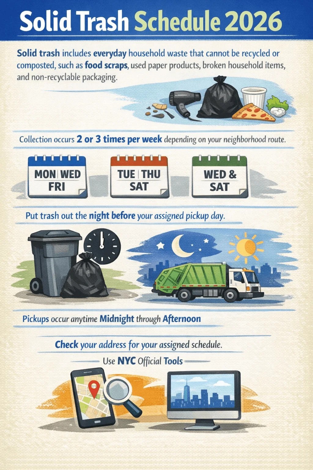 NYC Garbage Collection Schedule 2026 (Holidays, Recycling & Bulk Pickup(08)