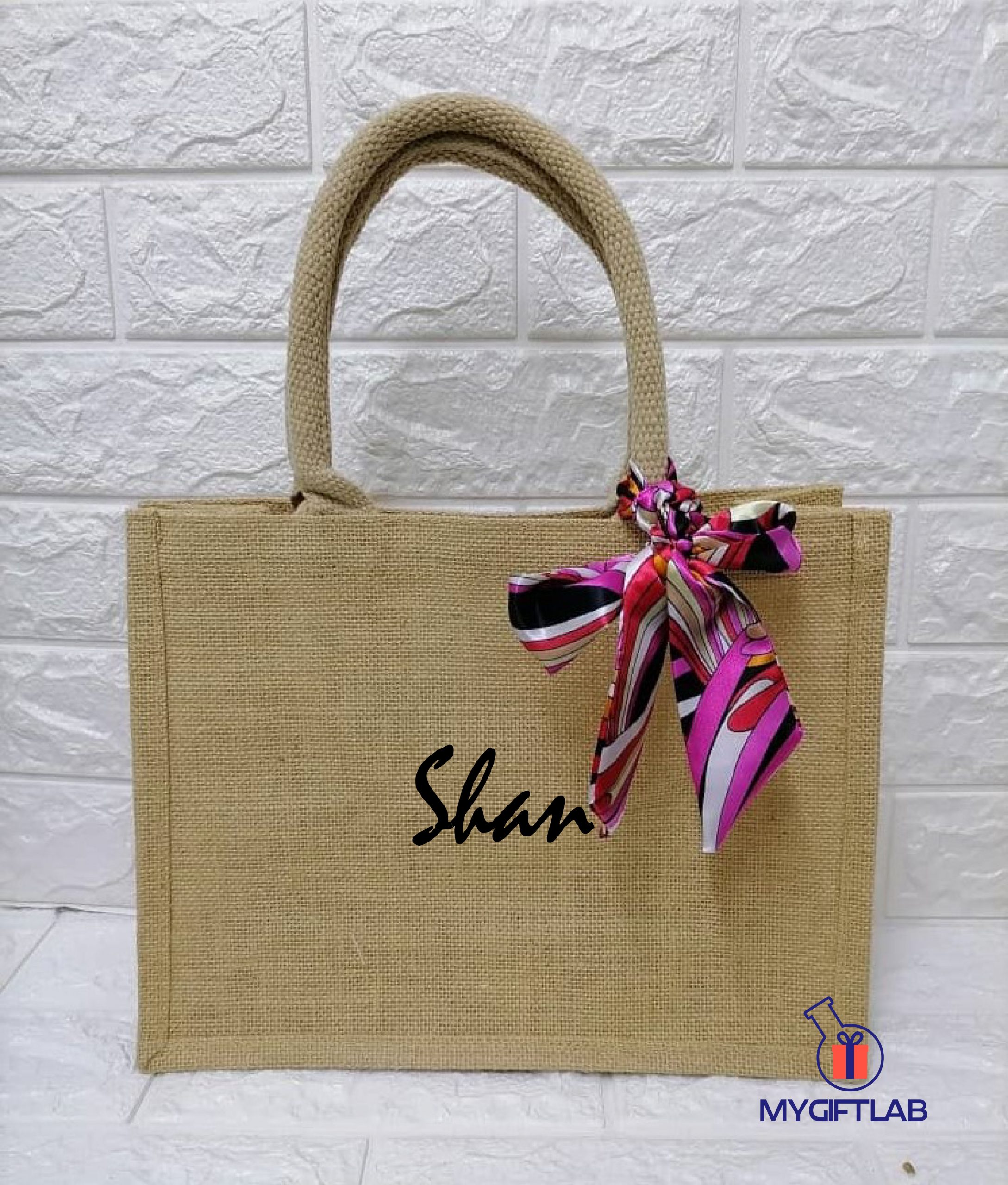 Elegant Mini Jute Tote (Natural) Mygiftlab