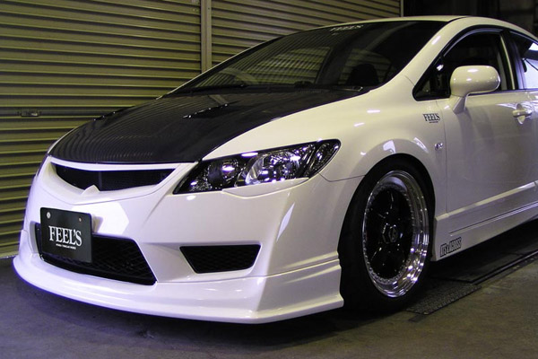 Feel's Sports Front Half Spoiler, Plain Weaves for Civic TypeR (FD2