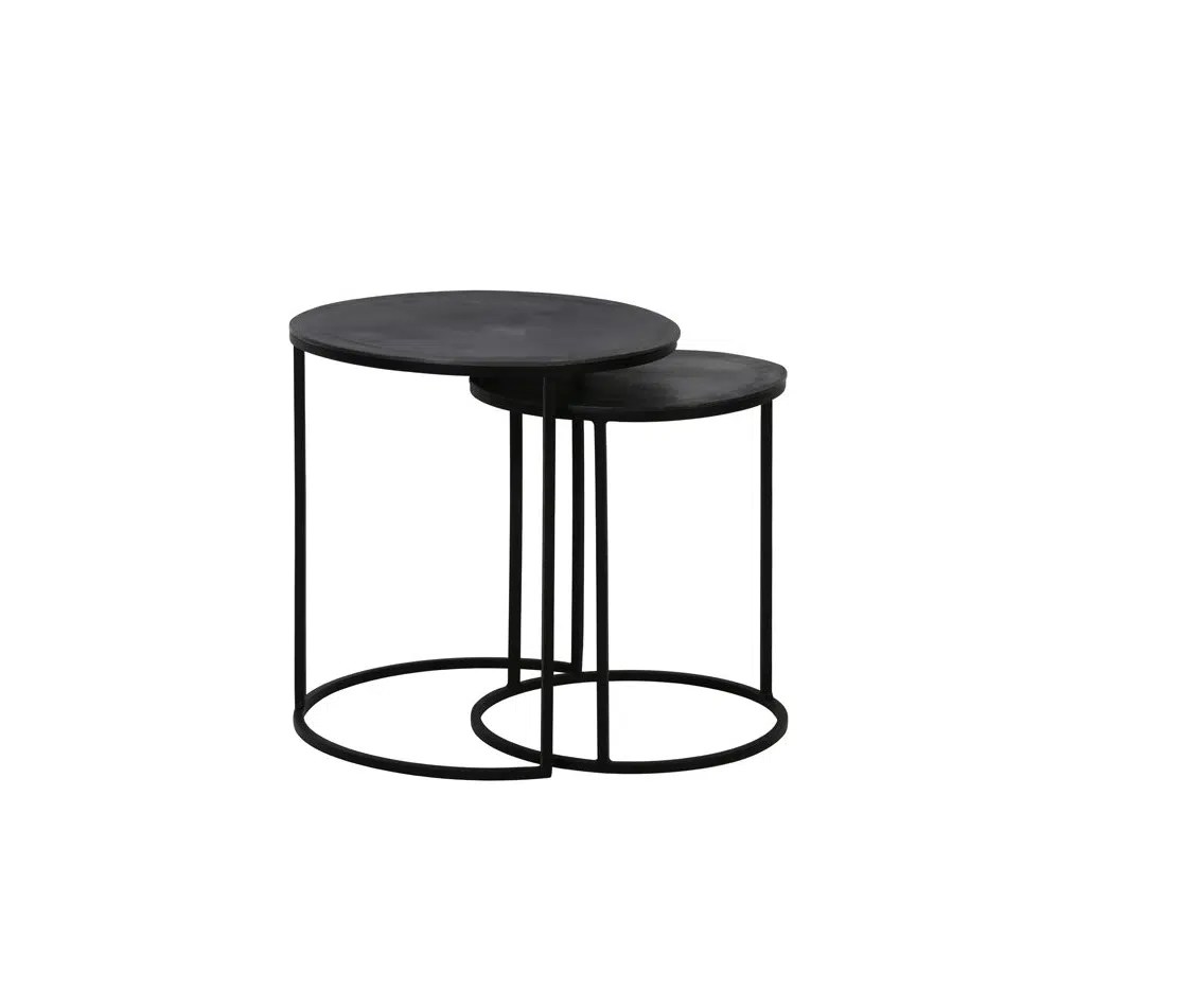 Nest of Side Table Set of 2 Black Metal Mylestone Interiors Ltd