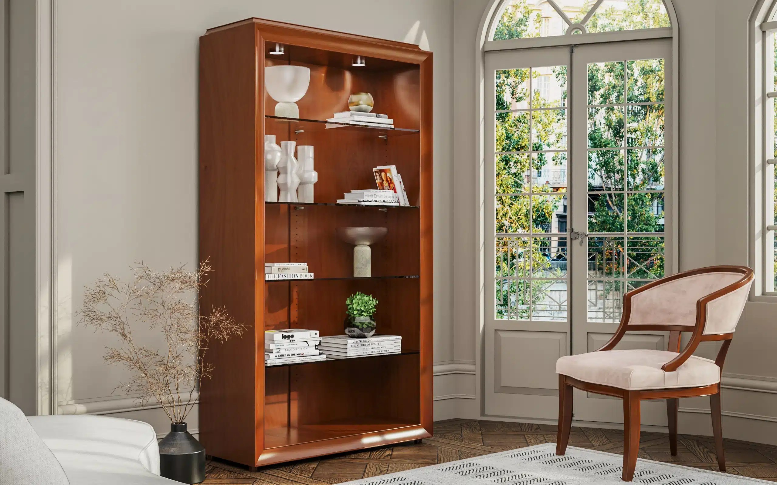 Claridge 2 Door Bookcase Cherry Mylestone Interiors Ltd