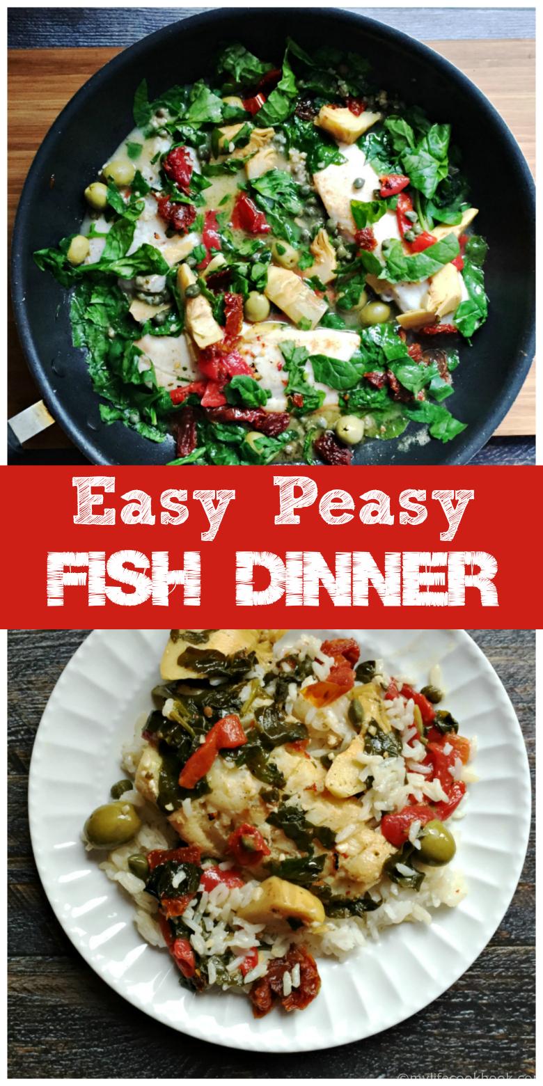 Easy Peasy Mediterranean Fish Dinner My Life Cookbook low carb healthy everyday recipes.