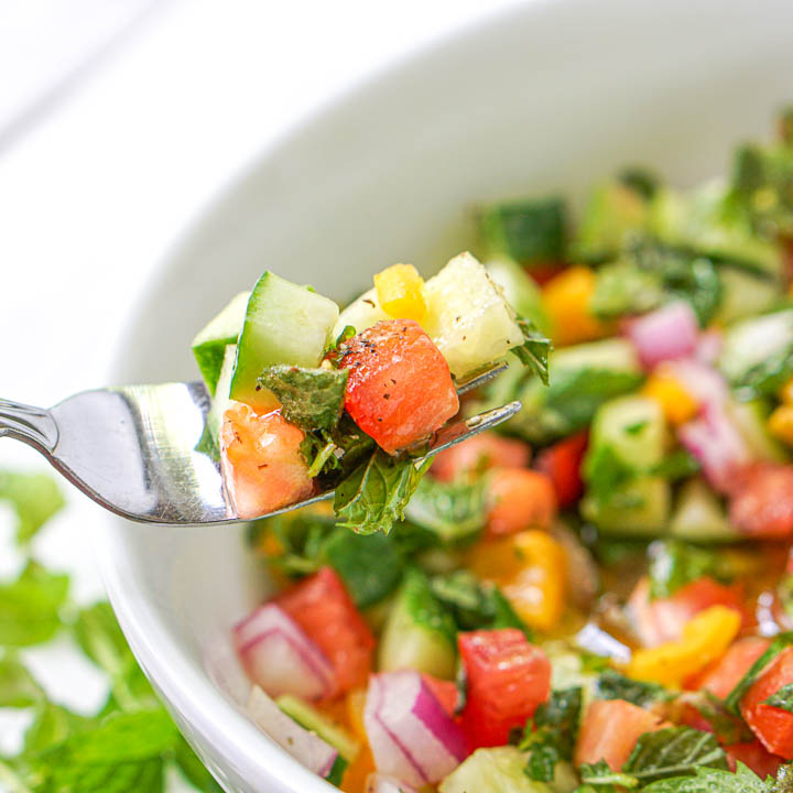Easy Low Carb Chopped Cucumber Garden Salad