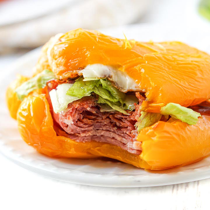 Keto Italian Sub Bell Pepper Sandwich In The Air Fryer My Life Cookbook