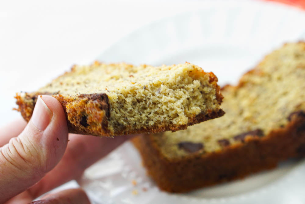 Keto Protein Powder Banana Bread with Chocolate Chips gluten free too!