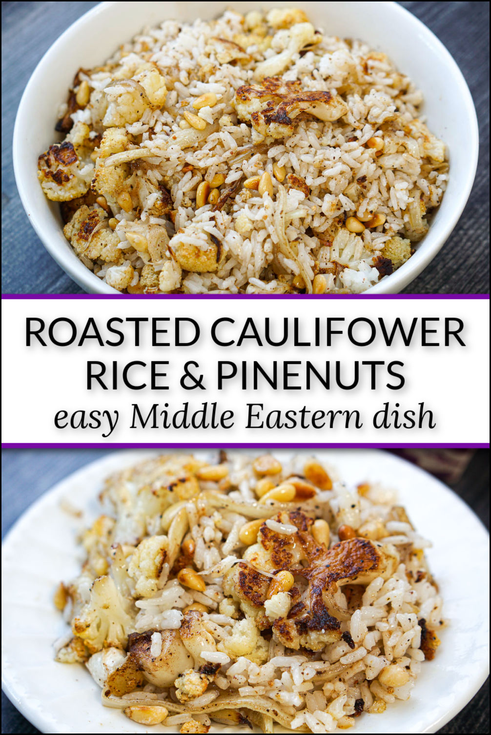 Lebanese Roasted Cauliflower and Rice easy sheet pan dinner!