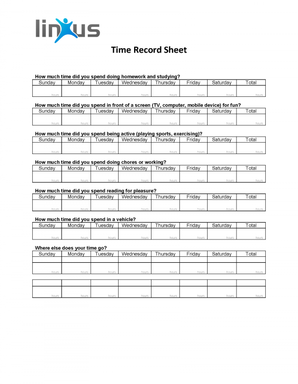 Time Record Sheet Linxus