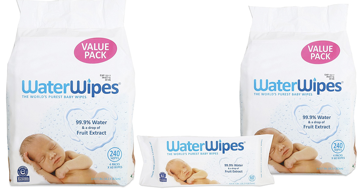 Amazon WaterWipes Sensitive Baby Wipes, 4 Packs of 60 Count (240 Count