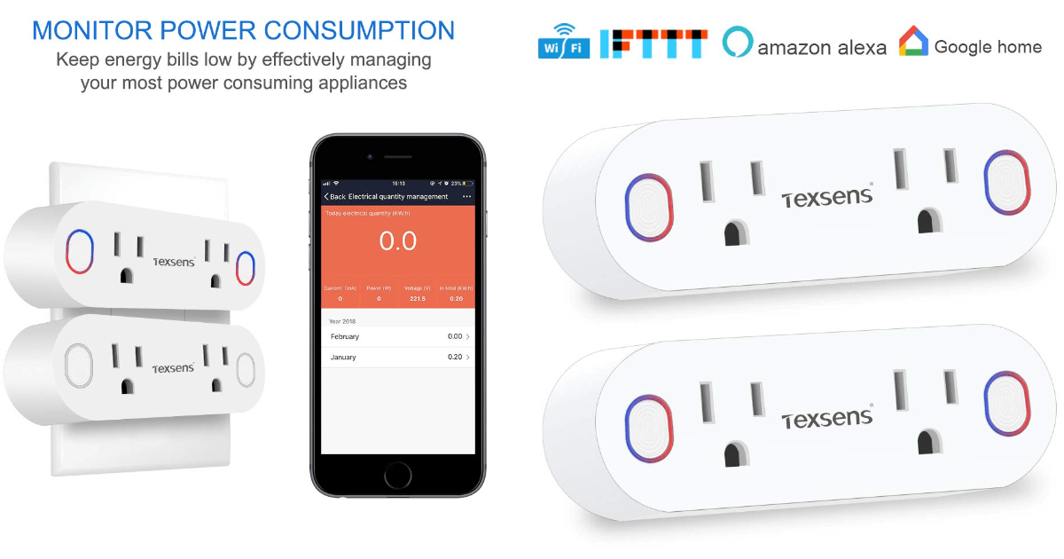 2-in-1 Dual Socket WiFi Smart Plug 2-Pack - Coupon Code Deal!