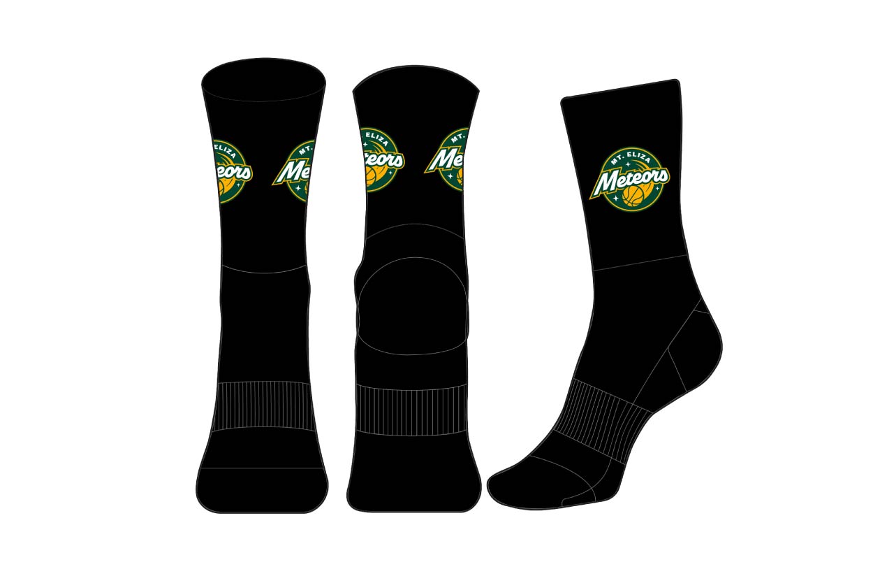 Mt Eliza Meteors Crew Socks Black X8 Sports Pty Ltd