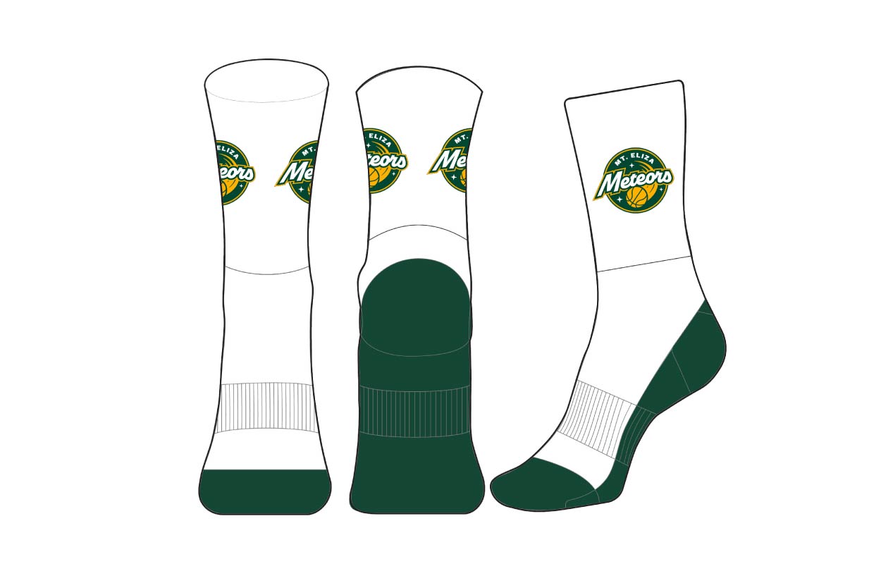 Mt Eliza Meteors Crew Socks White X8 Sports Pty Ltd