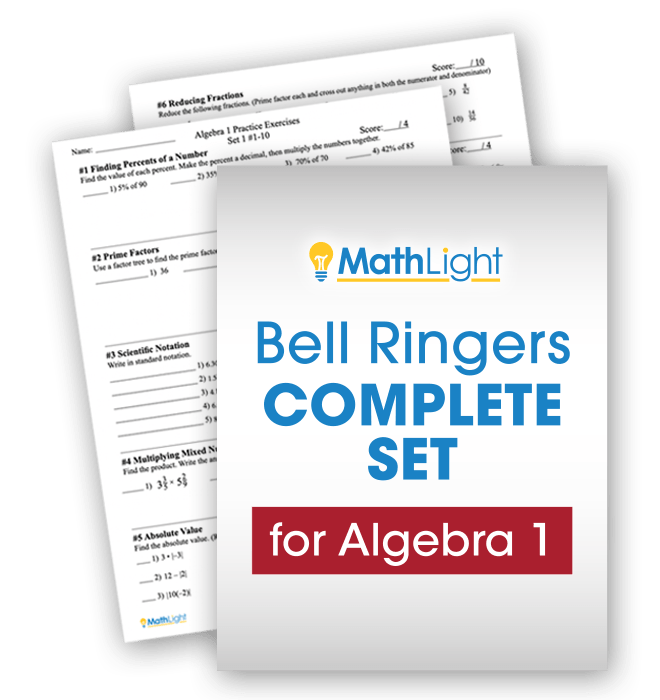 Algebra 1 Bell Ringers Special Offer MyMathLight