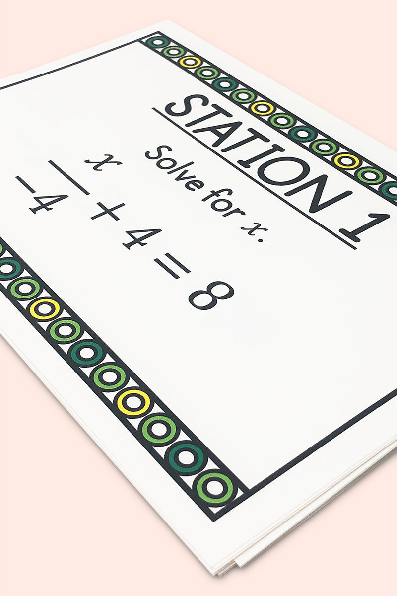 Practicing two step equations has never been more easy with these task cards! They include multiple printing options and an answer key. Give yourself an easy day, and give your class an entertaining way to review two-step equations!  Your middle school math class will love them!