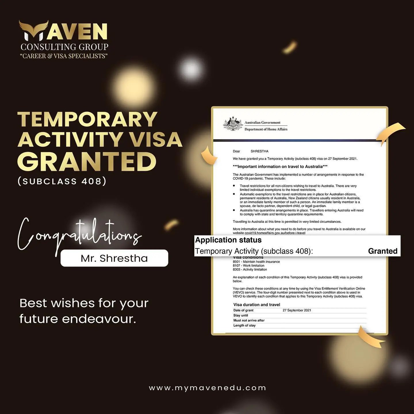 408 VISA GRANTED! My Maven Edu