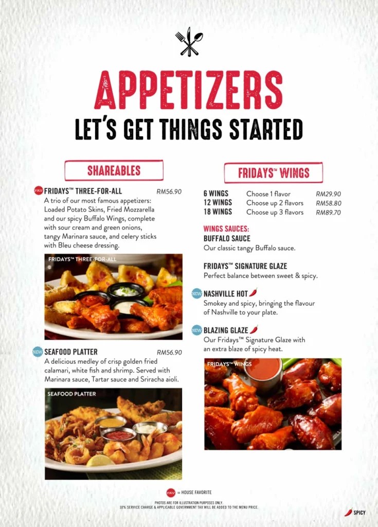 TGI Fridays Menu Malaysia & Latest Prices 2024