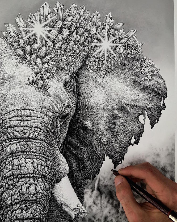 NatureInspired Stippling Art Comprises Millions of HandDrawn Dots